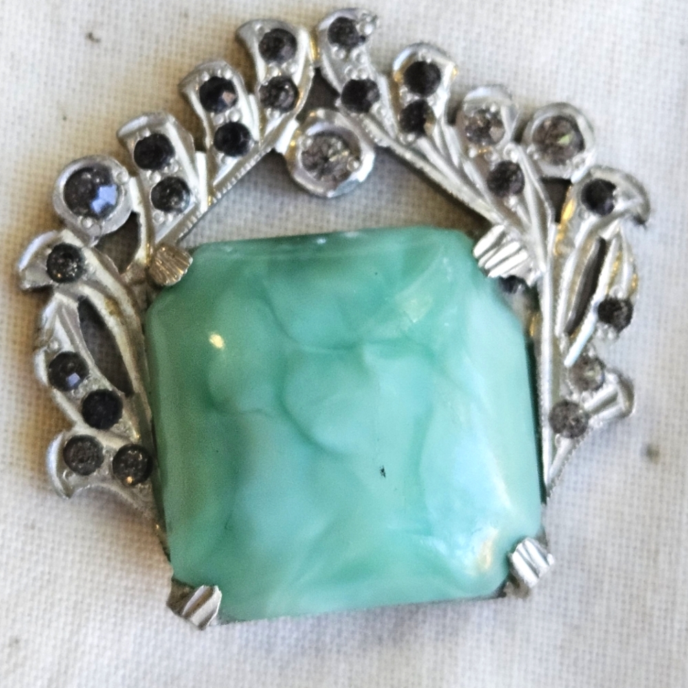 Edwardian Art Glass Pin Part For Crafting Or Repair